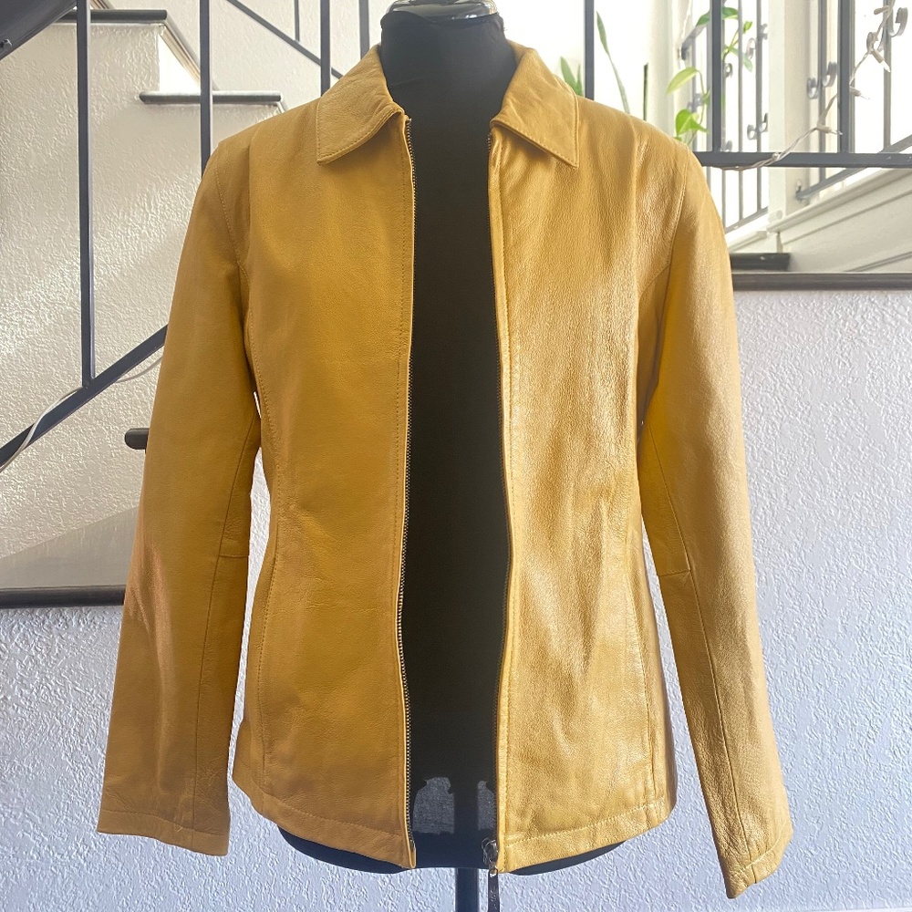 Yellow Genuine Leather Jacket